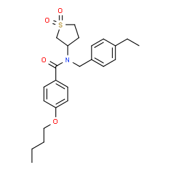ChemSpider 2D Image | 4-Butoxy-N-(1,1-dioxidotetrahydro-3-thiophenyl)-N-(4-ethylbenzyl)benzamide | C24H31NO4S