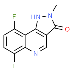 ChemSpider 2D Image | 6,9-Difluoro-2-methyl-1,2-dihydro-3H-pyrazolo[4,3-c]quinolin-3-one | C11H7F2N3O