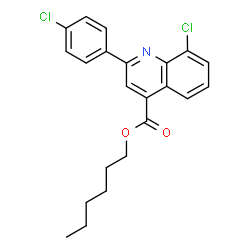 ChemSpider 2D Image | Hexyl 8-chloro-2-(4-chlorophenyl)-4-quinolinecarboxylate | C22H21Cl2NO2