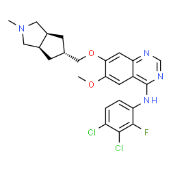ChemSpider 2D Image | N-(3,4-Dichloro-2-fluorophenyl)-6-methoxy-7-{[(3aR,5s,6aS)-2-methyloctahydrocyclopenta[c]pyrrol-5-yl]methoxy}-4-quinazolinamine | C24H25Cl2FN4O2