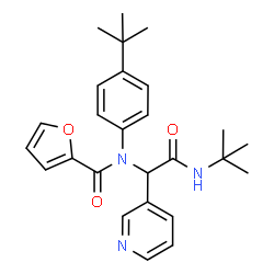 ChemSpider 2D Image | N-{2-[(2-Methyl-2-propanyl)amino]-2-oxo-1-(3-pyridinyl)ethyl}-N-[4-(2-methyl-2-propanyl)phenyl]-2-furamide | C26H31N3O3
