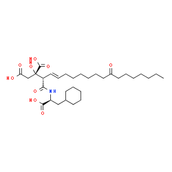 ChemSpider 2D Image | (2S)-2-[(2S,3E)-1-{[(1S)-1-Carboxy-2-cyclohexylethyl]amino}-1,11-dioxo-3-octadecen-2-yl]-2-hydroxysuccinic acid | C31H51NO9