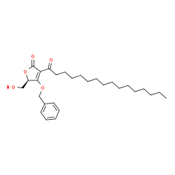 ChemSpider 2D Image | (5R)-4-(Benzyloxy)-5-(hydroxymethyl)-3-palmitoyl-2(5H)-furanone | C28H42O5