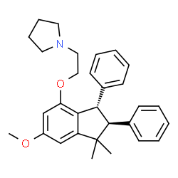 ChemSpider 2D Image | 1-(2-{[(2S,3S)-6-Methoxy-1,1-dimethyl-2,3-diphenyl-2,3-dihydro-1H-inden-4-yl]oxy}ethyl)pyrrolidine | C30H35NO2