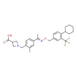 ChemSpider 2D Image | 1-{4-[(1E)-N-{[4-Cyclohexyl-3-(trifluoromethyl)benzyl]oxy}ethanimidoyl]-2-methylbenzyl}-3-azetidinecarboxylic acid | C28H33F3N2O3