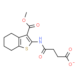 ChemSpider 2D Image | 4-{[3-(Methoxycarbonyl)-4,5,6,7-tetrahydro-1-benzothiophen-2-yl]amino}-4-oxobutanoate | C14H16NO5S