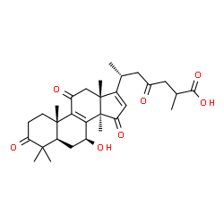 ChemSpider 2D Image | (7beta)-7-Hydroxy-3,11,15,23-tetraoxolanosta-8,16-dien-26-oic acid | C30H40O7
