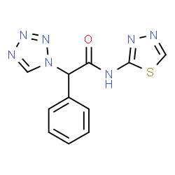 ChemSpider 2D Image | 2-Phenyl-2-(1H-tetrazol-1-yl)-N-(1,3,4-thiadiazol-2-yl)acetamide | C11H9N7OS