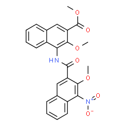 ChemSpider 2D Image | Methyl 3-methoxy-4-[(3-methoxy-4-nitro-2-naphthoyl)amino]-2-naphthoate | C25H20N2O7