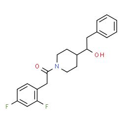 ChemSpider 2D Image | 2-(2,4-Difluorophenyl)-1-[4-(1-hydroxy-2-phenylethyl)-1-piperidinyl]ethanone | C21H23F2NO2