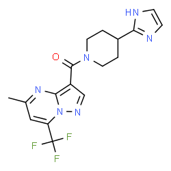 ChemSpider 2D Image | [4-(1H-Imidazol-2-yl)-1-piperidinyl][5-methyl-7-(trifluoromethyl)pyrazolo[1,5-a]pyrimidin-3-yl]methanone | C17H17F3N6O