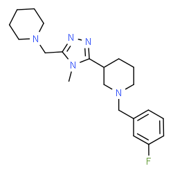 ChemSpider 2D Image | 1-(3-Fluorobenzyl)-3-[4-methyl-5-(1-piperidinylmethyl)-4H-1,2,4-triazol-3-yl]piperidine | C21H30FN5