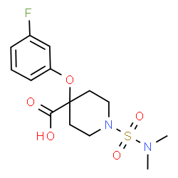ChemSpider 2D Image | 1-(Dimethylsulfamoyl)-4-(3-fluorophenoxy)-4-piperidinecarboxylic acid | C14H19FN2O5S