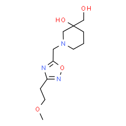 ChemSpider 2D Image | 3-(Hydroxymethyl)-1-{[3-(2-methoxyethyl)-1,2,4-oxadiazol-5-yl]methyl}-3-piperidinol | C12H21N3O4