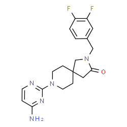 ChemSpider 2D Image | 8-(4-Amino-2-pyrimidinyl)-2-(3,4-difluorobenzyl)-2,8-diazaspiro[4.5]decan-3-one | C19H21F2N5O