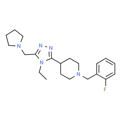 ChemSpider 2D Image | 4-[4-Ethyl-5-(1-pyrrolidinylmethyl)-4H-1,2,4-triazol-3-yl]-1-(2-fluorobenzyl)piperidine | C21H30FN5