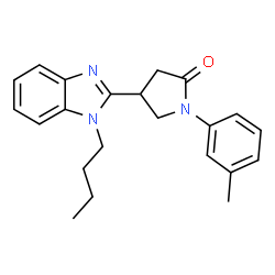 ChemSpider 2D Image | 4-(1-Butyl-1H-benzimidazol-2-yl)-1-(3-methylphenyl)-2-pyrrolidinone | C22H25N3O