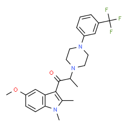ChemSpider 2D Image | 1-(5-Methoxy-1,2-dimethyl-1H-indol-3-yl)-2-{4-[3-(trifluoromethyl)phenyl]-1-piperazinyl}-1-propanone | C25H28F3N3O2