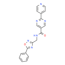 ChemSpider 2D Image | N-[(5-Phenyl-1,2,4-oxadiazol-3-yl)methyl]-2-(4-pyridinyl)-5-pyrimidinecarboxamide | C19H14N6O2