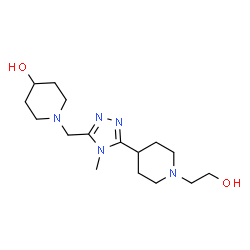 ChemSpider 2D Image | 1-({5-[1-(2-Hydroxyethyl)-4-piperidinyl]-4-methyl-4H-1,2,4-triazol-3-yl}methyl)-4-piperidinol | C16H29N5O2