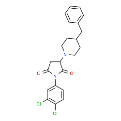 ChemSpider 2D Image | 3-(4-Benzyl-1-piperidinyl)-1-(3,4-dichlorophenyl)-2,5-pyrrolidinedione | C22H22Cl2N2O2