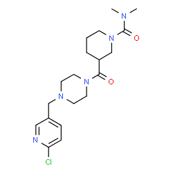 ChemSpider 2D Image | 3-({4-[(6-Chloro-3-pyridinyl)methyl]-1-piperazinyl}carbonyl)-N,N-dimethyl-1-piperidinecarboxamide | C19H28ClN5O2