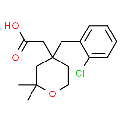 ChemSpider 2D Image | [4-(2-Chlorobenzyl)-2,2-dimethyltetrahydro-2H-pyran-4-yl]acetic acid | C16H21ClO3