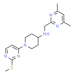 ChemSpider 2D Image | N-[(4,6-Dimethyl-2-pyrimidinyl)methyl]-1-[2-(methylsulfanyl)-4-pyrimidinyl]-4-piperidinamine | C17H24N6S