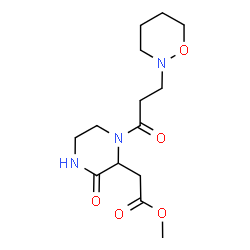 ChemSpider 2D Image | Methyl {1-[3-(1,2-oxazinan-2-yl)propanoyl]-3-oxo-2-piperazinyl}acetate | C14H23N3O5