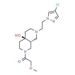 ChemSpider 2D Image | 1-[(4aR,8aR)-7-[2-(4-Chloro-1H-pyrazol-1-yl)ethyl]-4a-hydroxyoctahydro-2,7-naphthyridin-2(1H)-yl]-2-methoxyethanone | C16H25ClN4O3