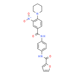 ChemSpider 2D Image | N-(4-{[3-Nitro-4-(1-piperidinyl)benzoyl]amino}phenyl)-2-furamide | C23H22N4O5