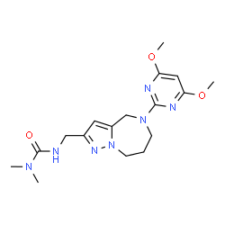 ChemSpider 2D Image | 3-{[5-(4,6-Dimethoxy-2-pyrimidinyl)-5,6,7,8-tetrahydro-4H-pyrazolo[1,5-a][1,4]diazepin-2-yl]methyl}-1,1-dimethylurea | C17H25N7O3