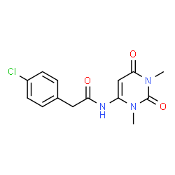 ChemSpider 2D Image | 2-(4-Chlorophenyl)-N-(1,3-dimethyl-2,6-dioxo-1,2,3,6-tetrahydro-4-pyrimidinyl)acetamide | C14H14ClN3O3
