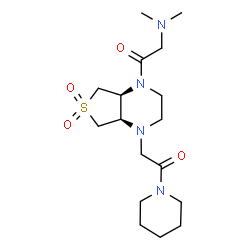 ChemSpider 2D Image | 2-(Dimethylamino)-1-[(4aR,7aS)-6,6-dioxido-4-[2-oxo-2-(1-piperidinyl)ethyl]hexahydrothieno[3,4-b]pyrazin-1(2H)-yl]ethanone | C17H30N4O4S