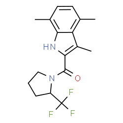 ChemSpider 2D Image | [2-(Trifluoromethyl)-1-pyrrolidinyl](3,4,7-trimethyl-1H-indol-2-yl)methanone | C17H19F3N2O