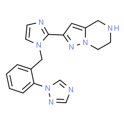 ChemSpider 2D Image | 2-{1-[2-(1H-1,2,4-Triazol-1-yl)benzyl]-1H-imidazol-2-yl}-4,5,6,7-tetrahydropyrazolo[1,5-a]pyrazine | C18H18N8