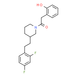 ChemSpider 2D Image | 1-{3-[2-(2,4-Difluorophenyl)ethyl]-1-piperidinyl}-2-(2-hydroxyphenyl)ethanone | C21H23F2NO2