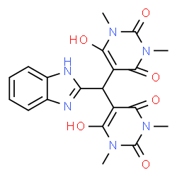 ChemSpider 2D Image | 5,5'-(1H-Benzimidazol-2-ylmethylene)bis(6-hydroxy-1,3-dimethyl-2,4(1H,3H)-pyrimidinedione) | C20H20N6O6