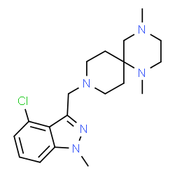 ChemSpider 2D Image | 9-[(4-Chloro-1-methyl-1H-indazol-3-yl)methyl]-1,4-dimethyl-1,4,9-triazaspiro[5.5]undecane | C19H28ClN5