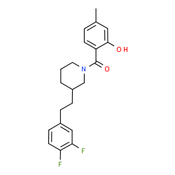 ChemSpider 2D Image | {3-[2-(3,4-Difluorophenyl)ethyl]-1-piperidinyl}(2-hydroxy-4-methylphenyl)methanone | C21H23F2NO2