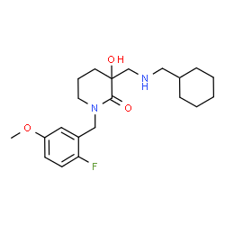 ChemSpider 2D Image | 3-{[(Cyclohexylmethyl)amino]methyl}-1-(2-fluoro-5-methoxybenzyl)-3-hydroxy-2-piperidinone | C21H31FN2O3