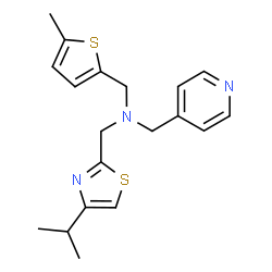 ChemSpider 2D Image | 1-(4-Isopropyl-1,3-thiazol-2-yl)-N-[(5-methyl-2-thienyl)methyl]-N-(4-pyridinylmethyl)methanamine | C19H23N3S2