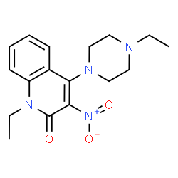 ChemSpider 2D Image | 1-Ethyl-4-(4-ethyl-1-piperazinyl)-3-nitro-2(1H)-quinolinone | C17H22N4O3