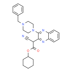 ChemSpider 2D Image | Cyclohexyl [3-(4-benzyl-1-piperazinyl)-2-quinoxalinyl](cyano)acetate | C28H31N5O2