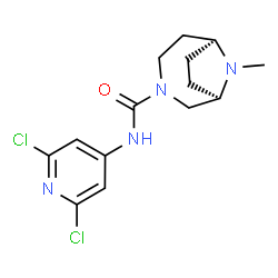 ChemSpider 2D Image | (1R,6S)-N-(2,6-Dichloro-4-pyridinyl)-9-methyl-3,9-diazabicyclo[4.2.1]nonane-3-carboxamide | C14H18Cl2N4O