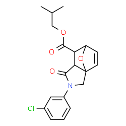ChemSpider 2D Image | Isobutyl 3-(3-chlorophenyl)-4-oxo-10-oxa-3-azatricyclo[5.2.1.0~1,5~]dec-8-ene-6-carboxylate | C19H20ClNO4