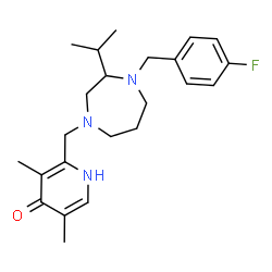 ChemSpider 2D Image | 2-{[4-(4-Fluorobenzyl)-3-isopropyl-1,4-diazepan-1-yl]methyl}-3,5-dimethyl-4(1H)-pyridinone | C23H32FN3O