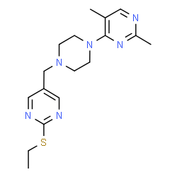 ChemSpider 2D Image | 4-(4-{[2-(Ethylsulfanyl)-5-pyrimidinyl]methyl}-1-piperazinyl)-2,5-dimethylpyrimidine | C17H24N6S
