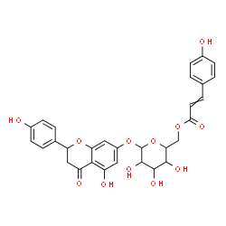ChemSpider 2D Image | 5-Hydroxy-2-(4-hydroxyphenyl)-4-oxo-3,4-dihydro-2H-chromen-7-yl 6-O-[3-(4-hydroxyphenyl)acryloyl]hexopyranoside | C30H28O12