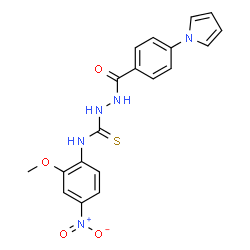 ChemSpider 2D Image | N-(2-Methoxy-4-nitrophenyl)-2-[4-(1H-pyrrol-1-yl)benzoyl]hydrazinecarbothioamide | C19H17N5O4S